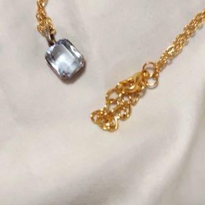 Gold Emerald cut crystal pendant